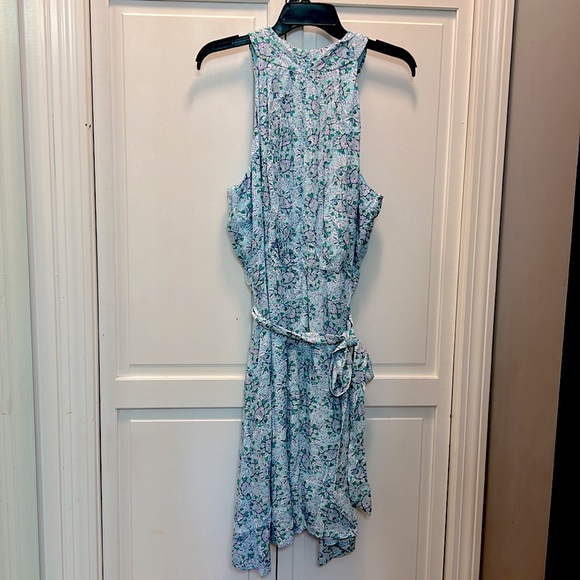 ✨ LOFT ✨ NWT Sleeveless Floral Midi Dress Tie Waist Teal Lined Size 14 $90 - Picture 4 of 12